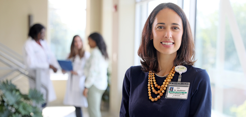 Headshot of Dr. Anna Shalkham in a hospital setting.